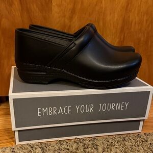 Dansko Black Leather Mules